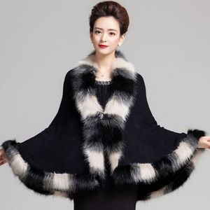 Ace Fashion Faux Fox Fur Poncho